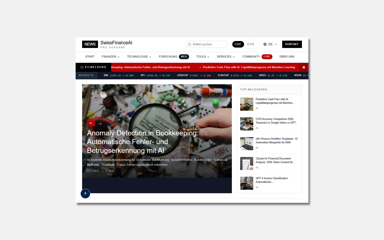 SwissFinanceAI Newsroom Platform by Otterino