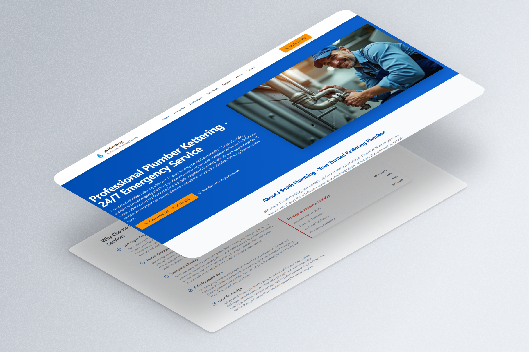 J Smith Plumbing website mockup
